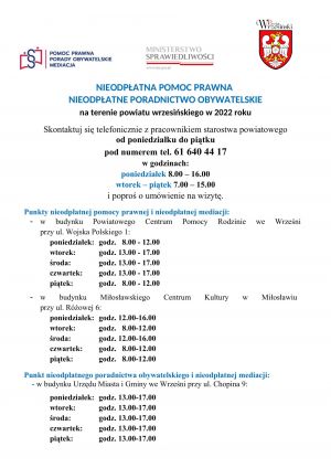 Nieodpłatna pomoc prawna – plakat