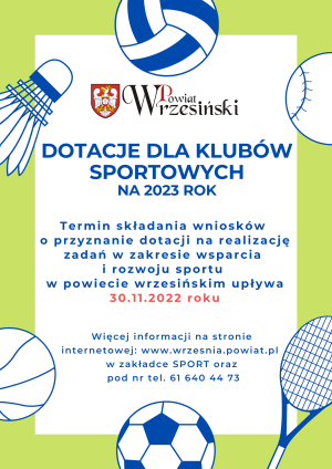 Dotacja dla klubów sportowych - plakat