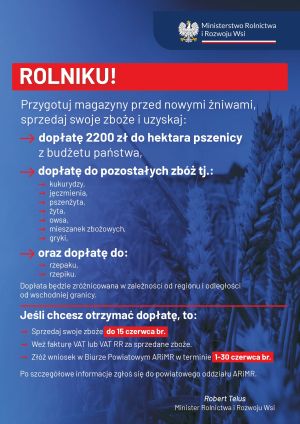 Dopłaty przed żniwami - plakat