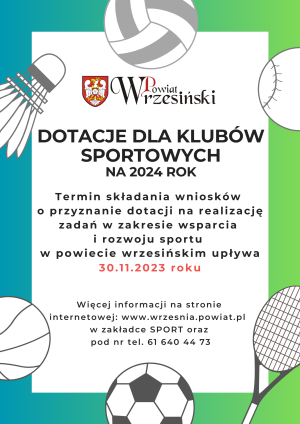 Dotacje dla klubów sportowych – plakat