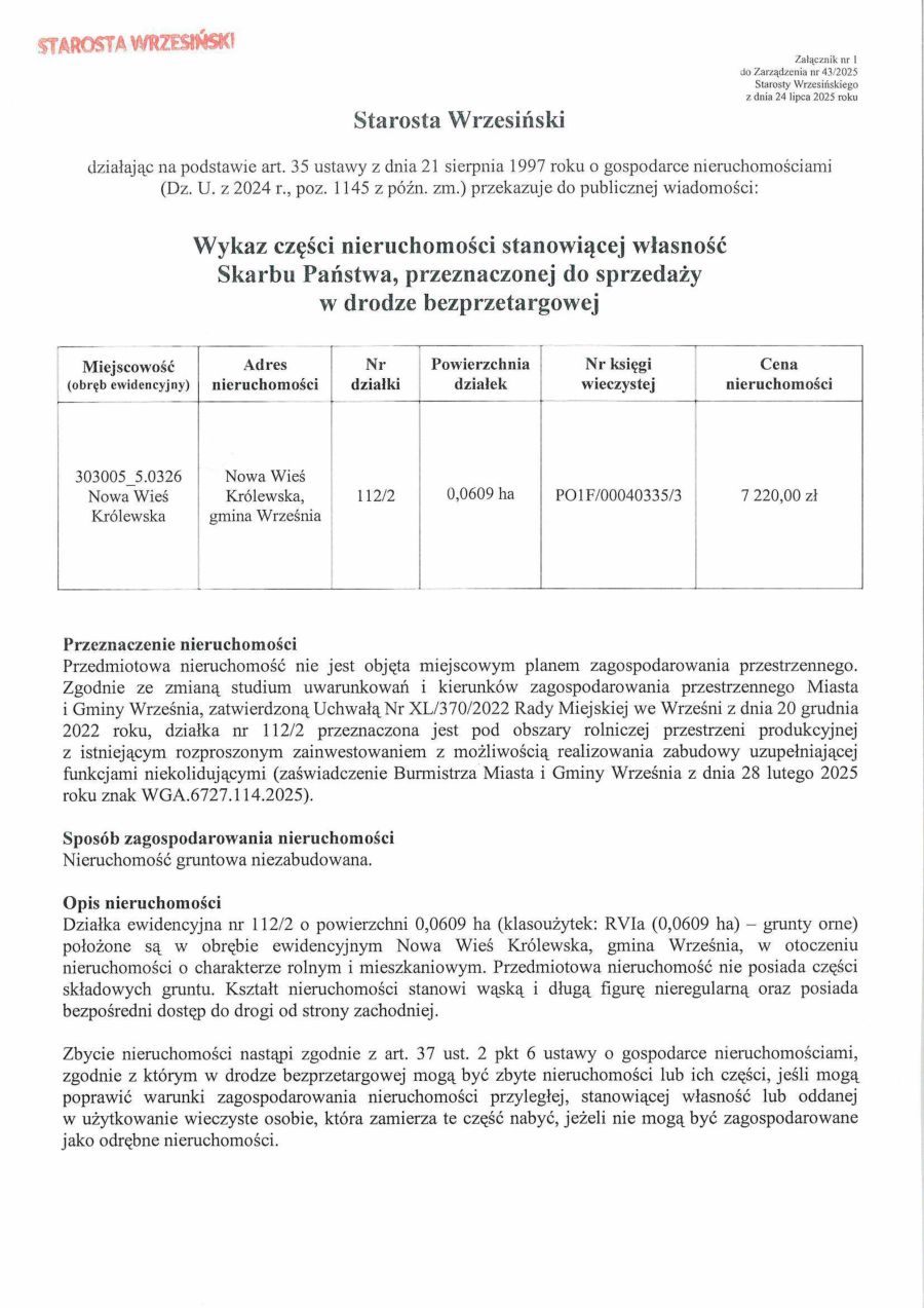 Wykaz - Nowa Wieś Królewska - dz. 112_2