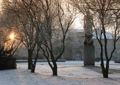 Pałac na Opieszynie zimą