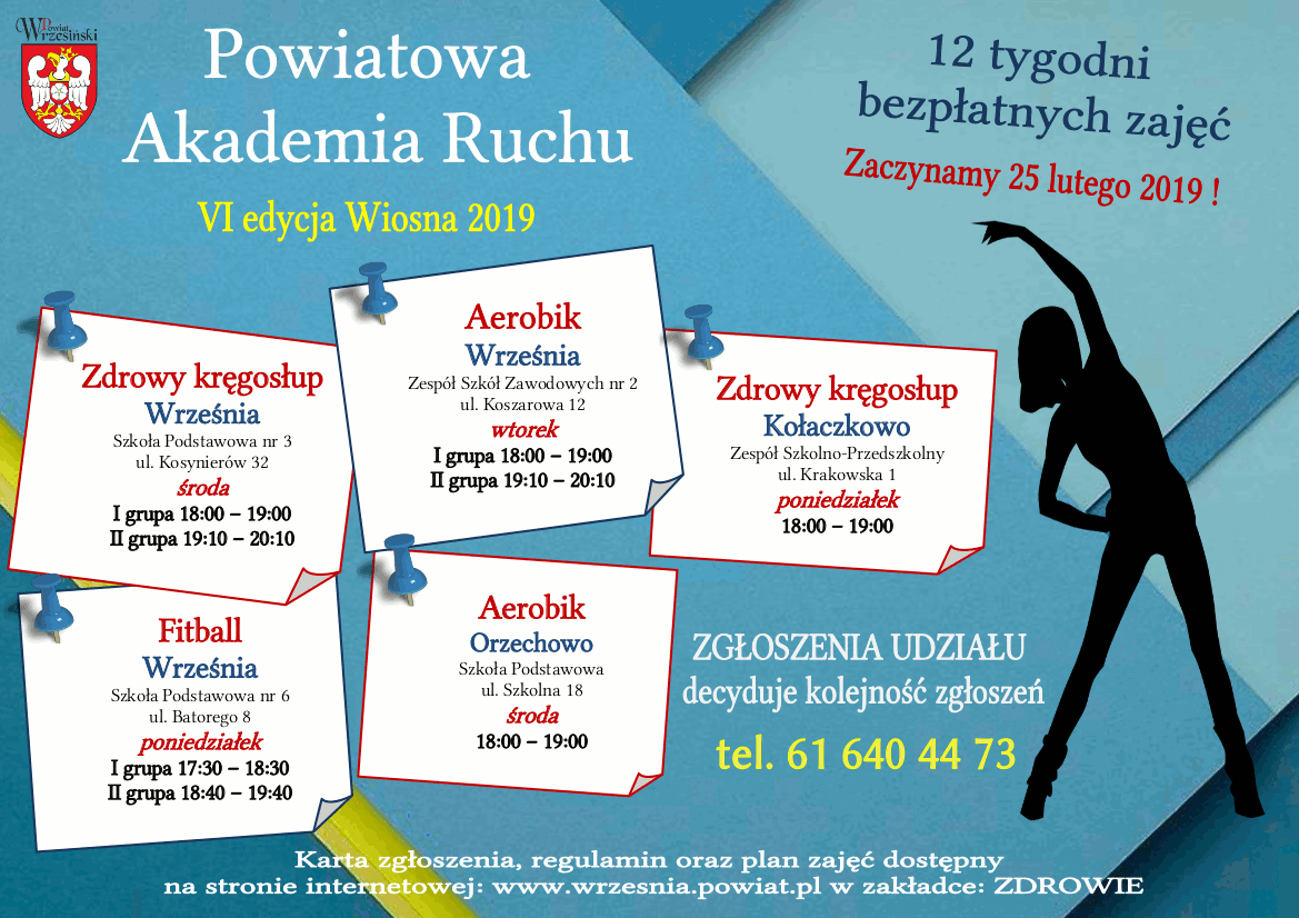 plakat Powiatowa Akademia Ruchu VI edycja wiosna 2019