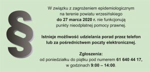 Zawieszona nieodpłatna pomoc prawna