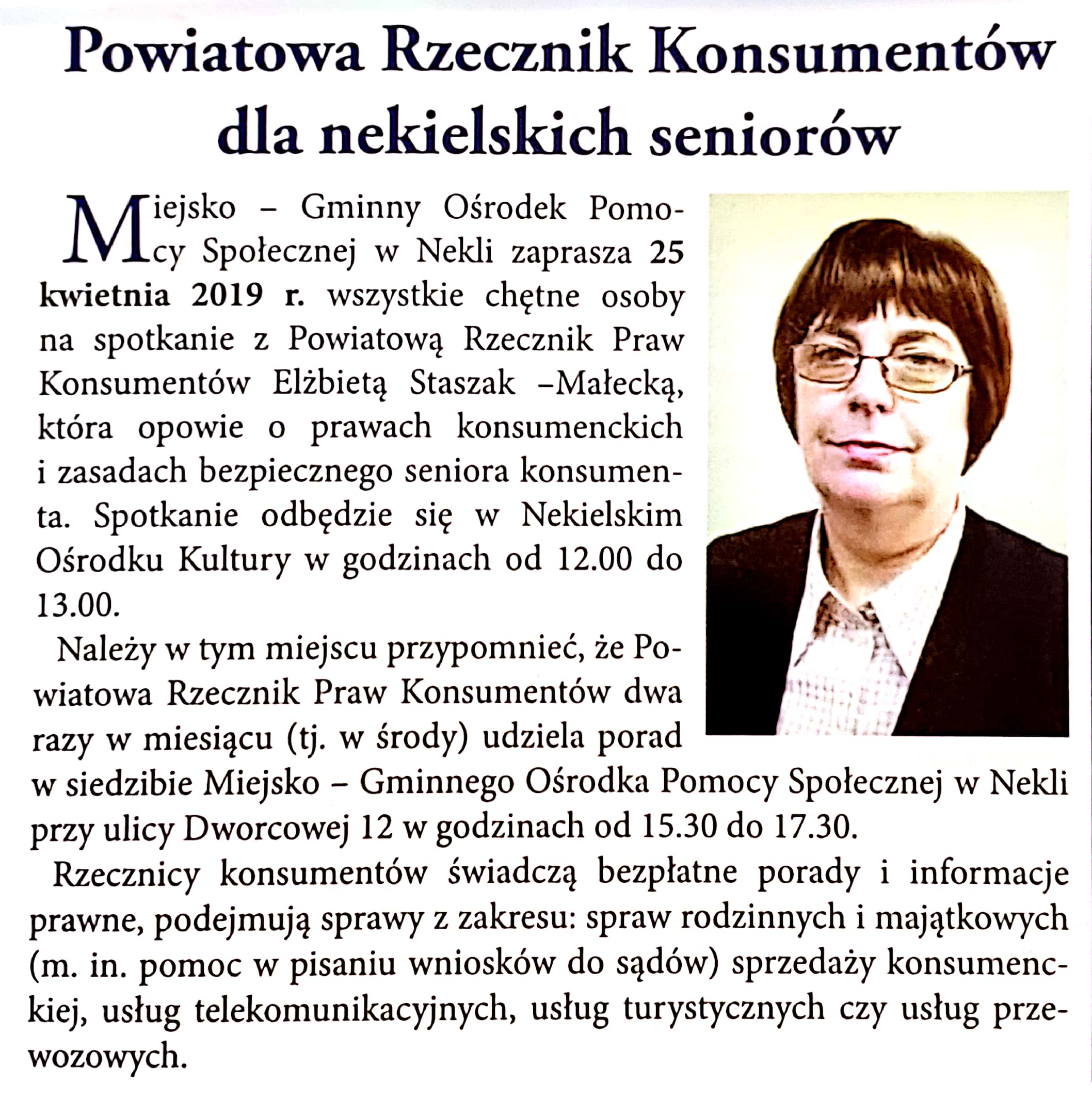 Spotkanie z Powiatową Rzecznik Konsumentów