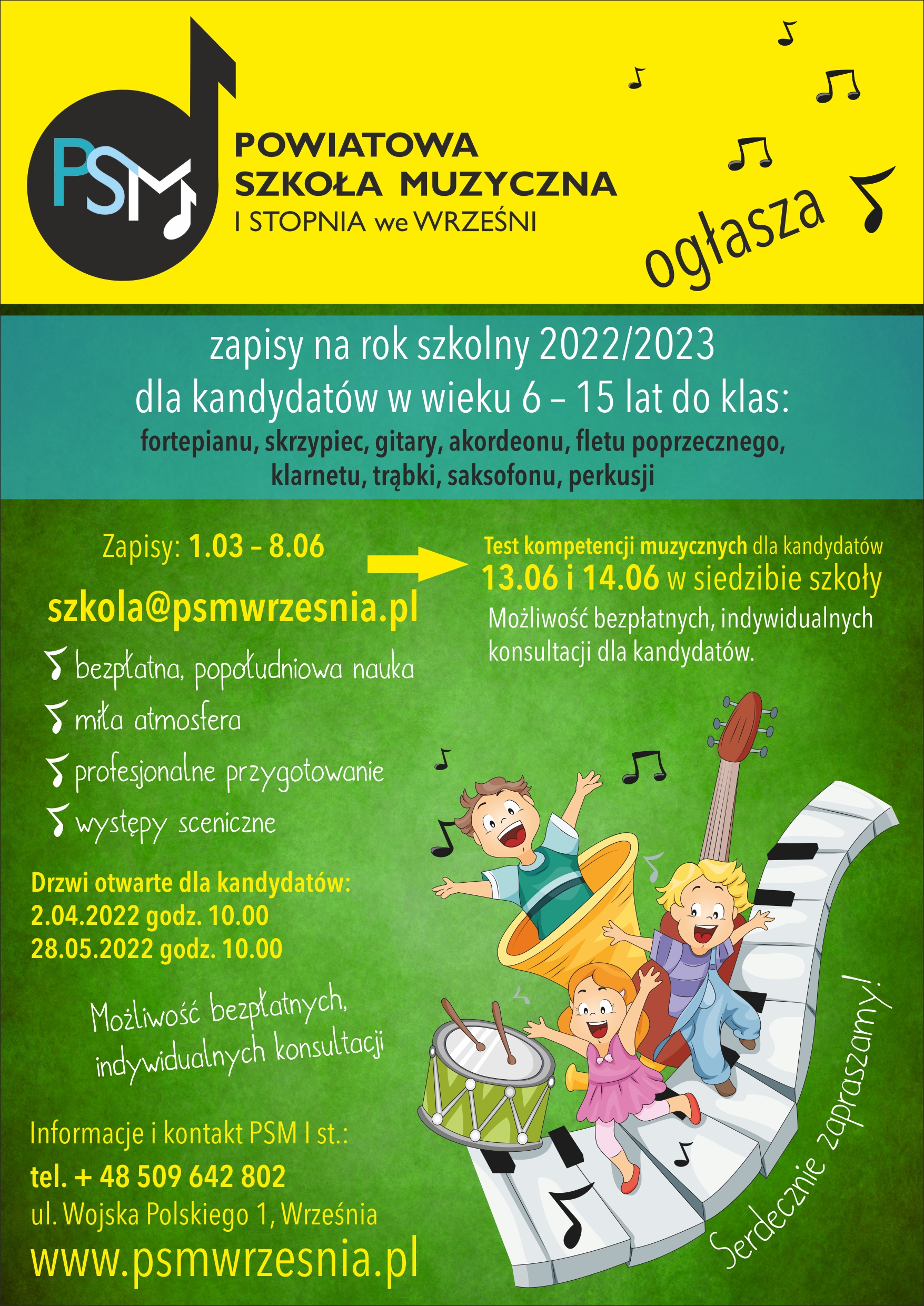 Plakat drzwi otwartych PSM