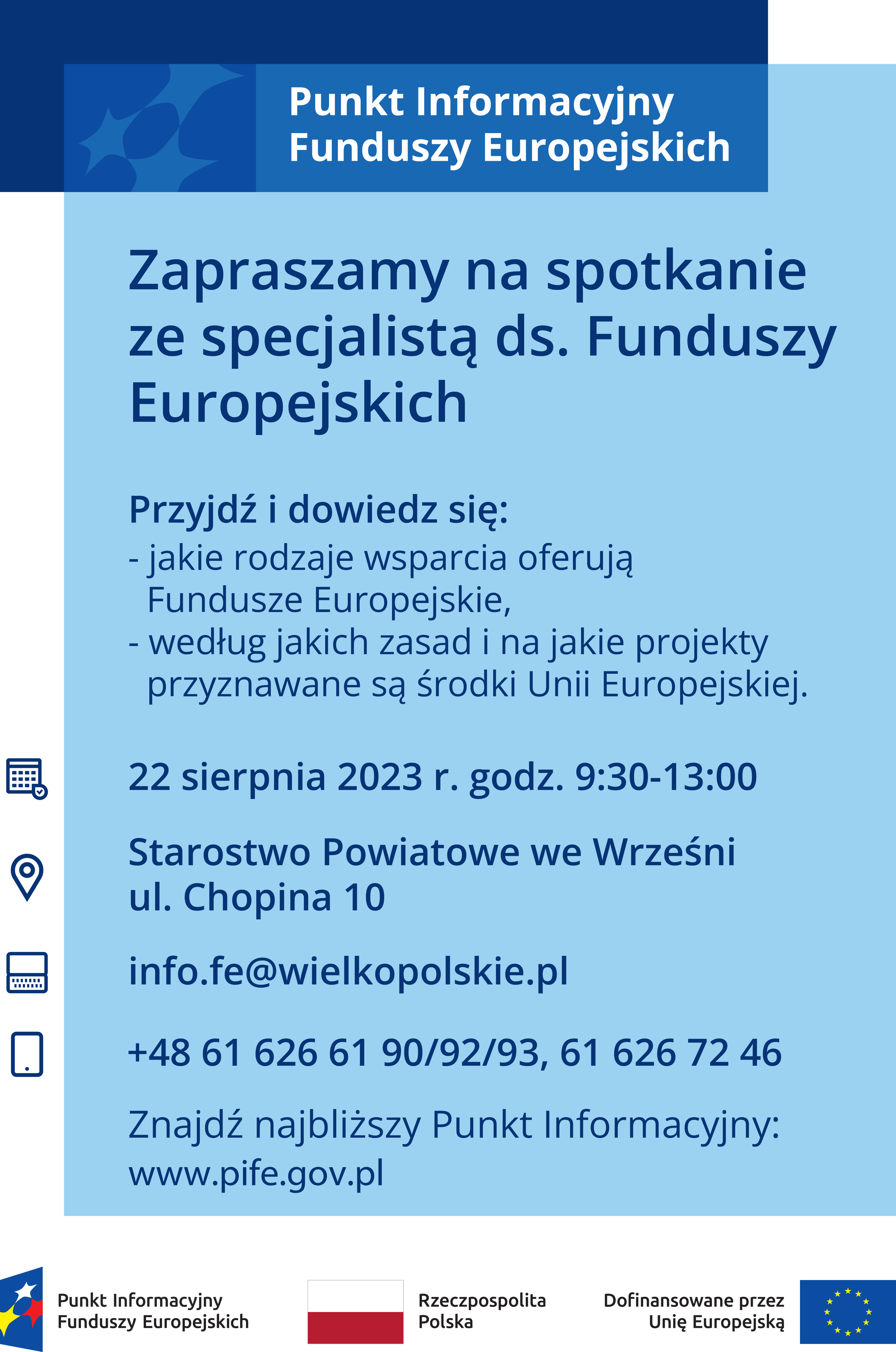 Spotkanie ze specjalistą ds. Funduszy Europejskich