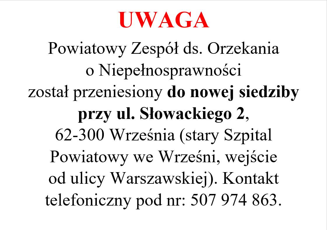 Zmiana siedziby Powiatowego Zespołu ds. Orzekania o Niepełnosprawności