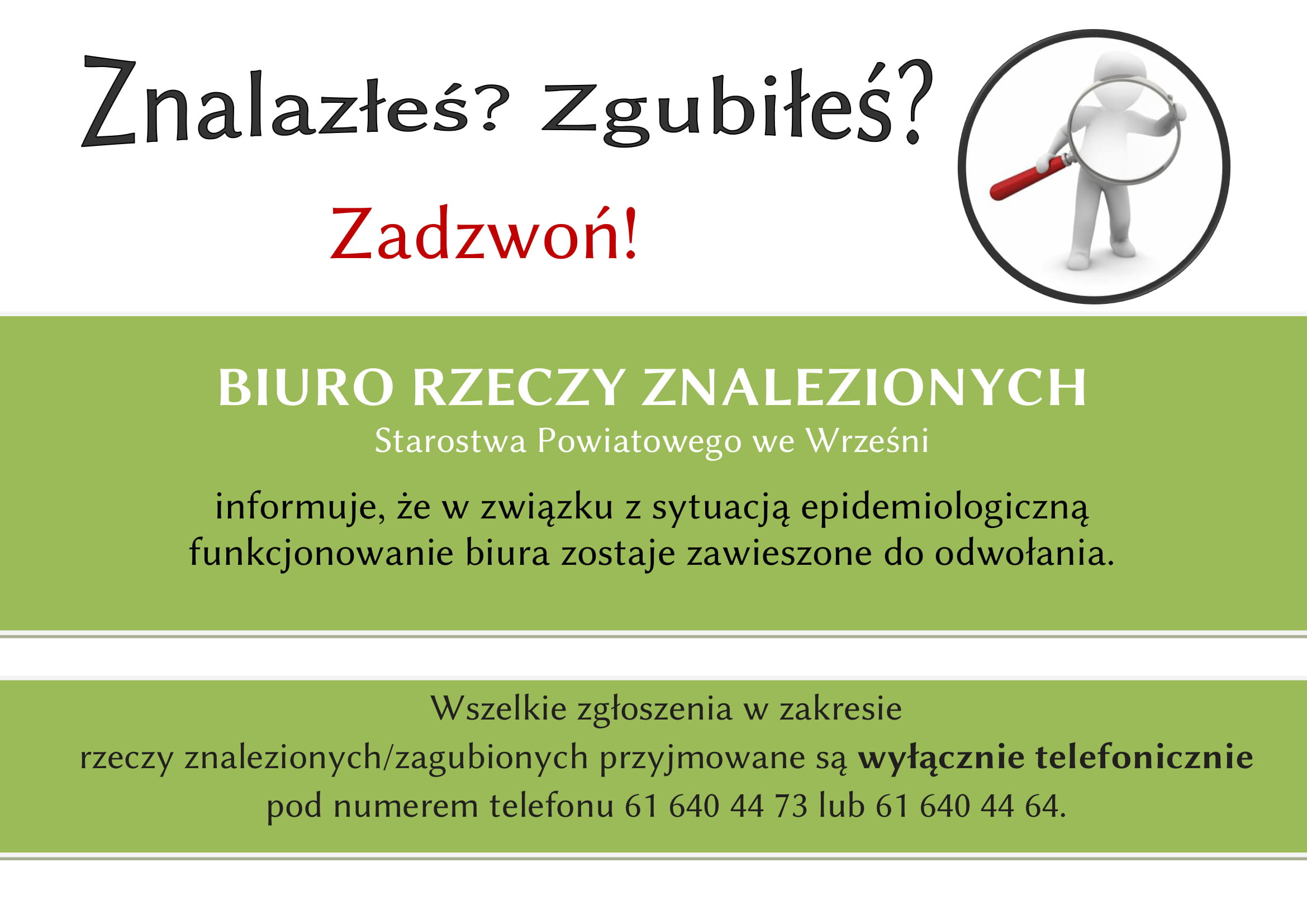 Zawieszenie Biura Rzeczy Znalezionych